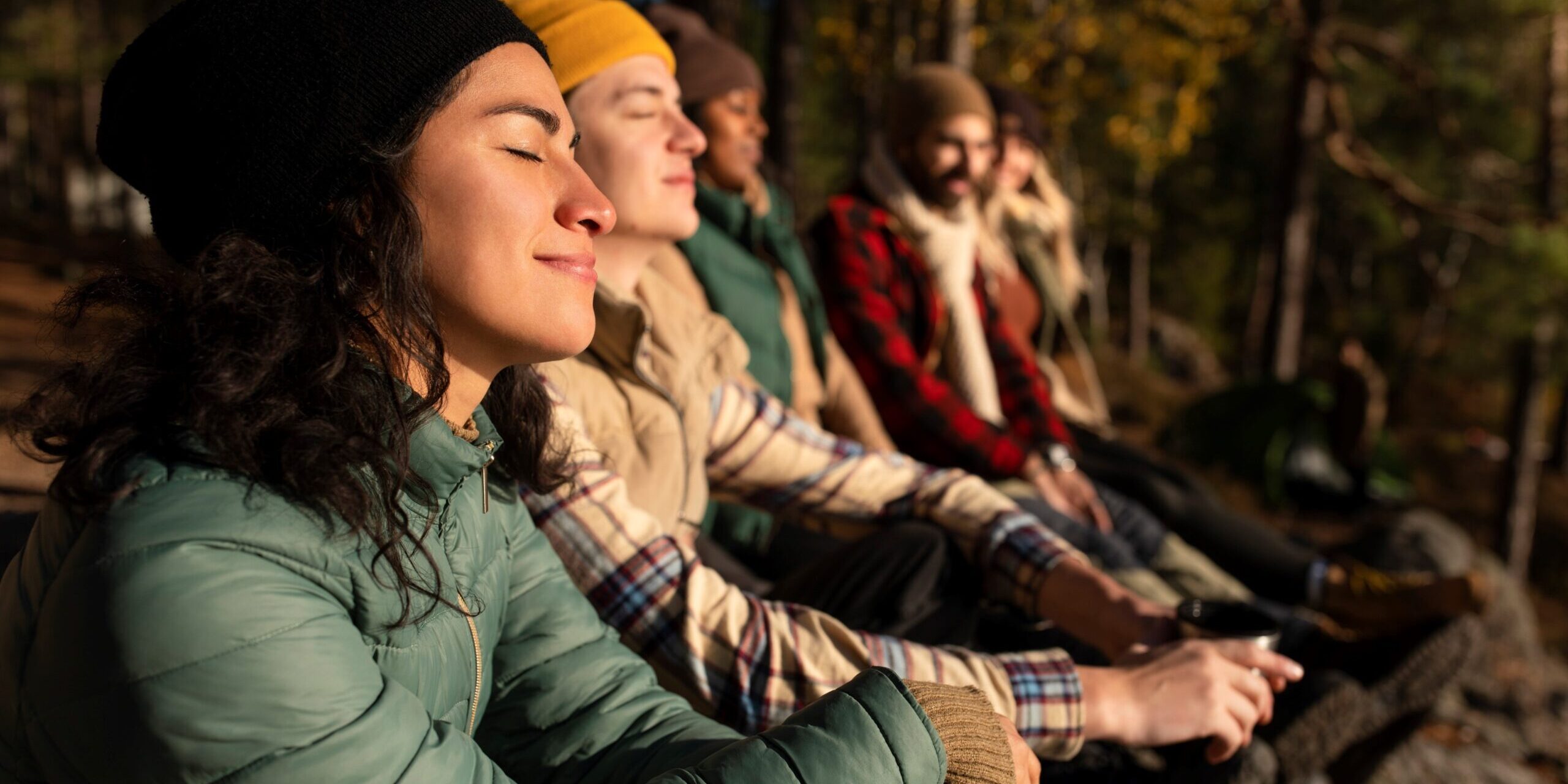 Meditation People meditating outside