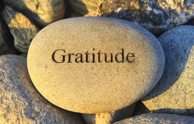 gratitude rock A rock with the word gratitude on it
