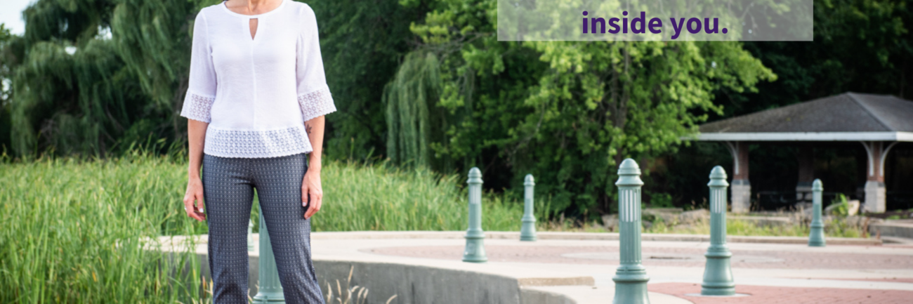 You have the answers inside you. Image: Denise looking out into the distance; Text: You have the answers inside you. Live Life Business Consulting